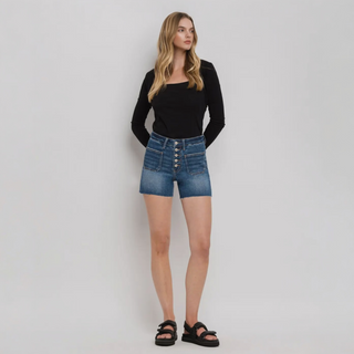 Patched Button Fly Shorts