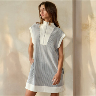 Zip-Up Textured Mini Dress