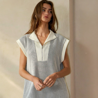Zip-Up Textured Mini Dress