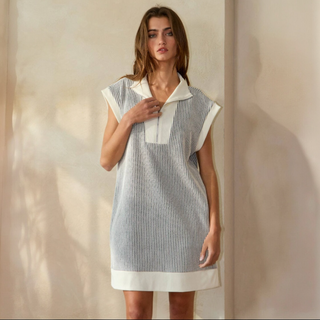 Zip-Up Textured Mini Dress
