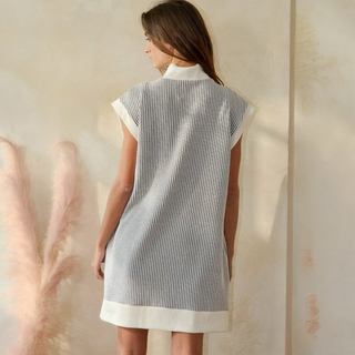 Zip-Up Textured Mini Dress