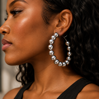 Silver Pearl Hoop Earrings