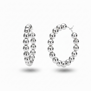 Silver Pearl Hoop Earrings