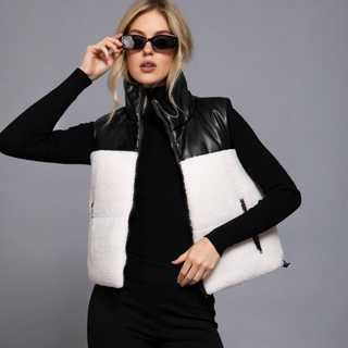 Reversible Faux Leather-Sherpa  Vest