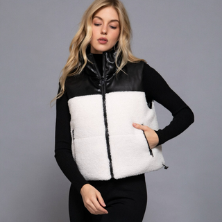 Reversible Faux Leather-Sherpa  Vest