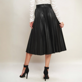 Faux Leather Pleated Skirt