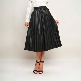 Faux Leather Pleated Skirt