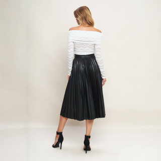 Faux Leather Pleated Skirt
