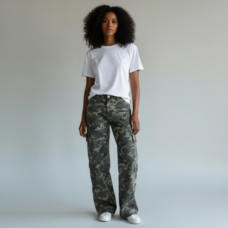 Camo Denim Cargo Pants