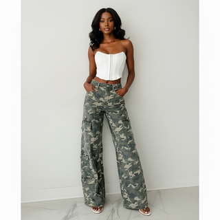 Camo Denim Cargo Pants