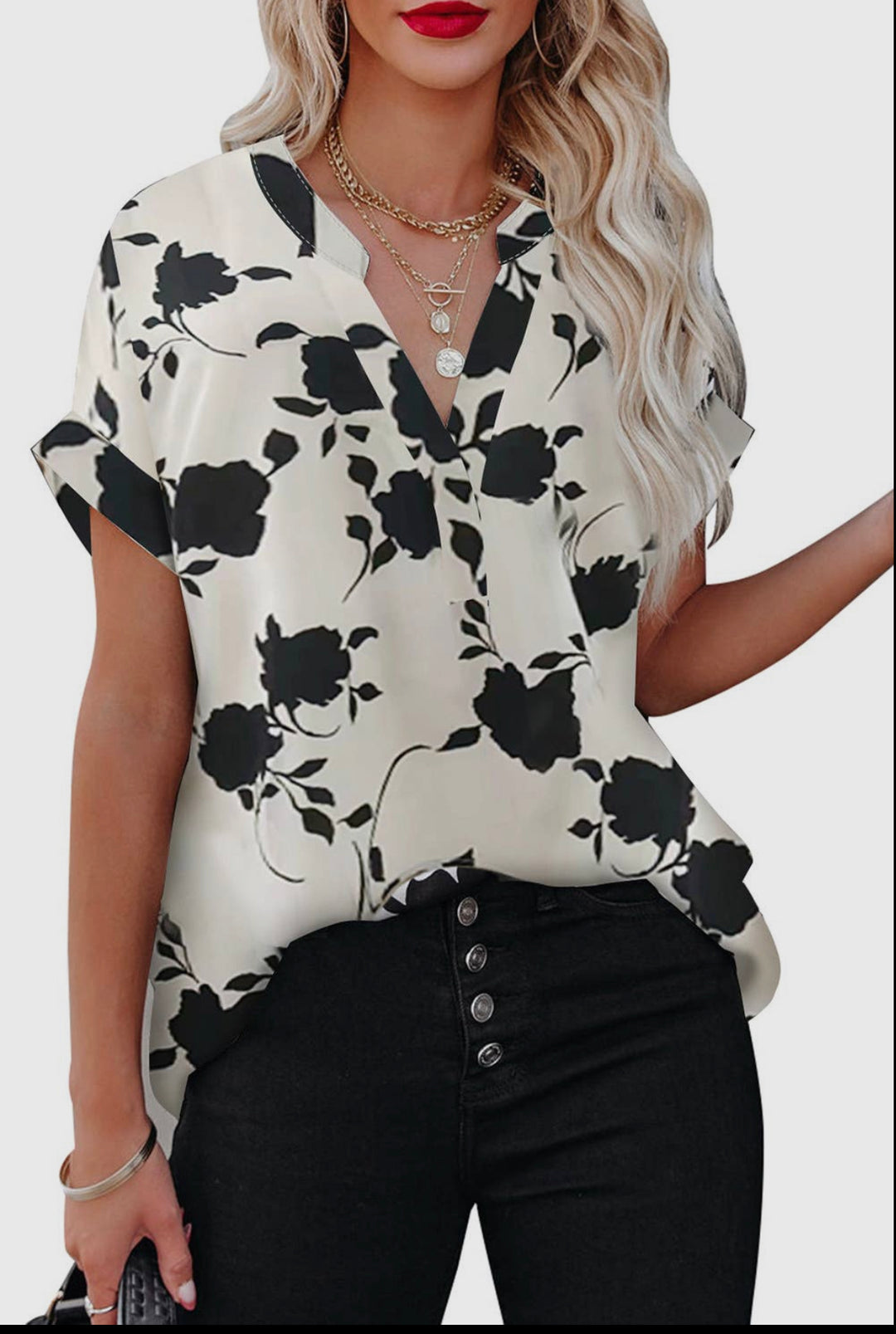 Black Floral Blouse