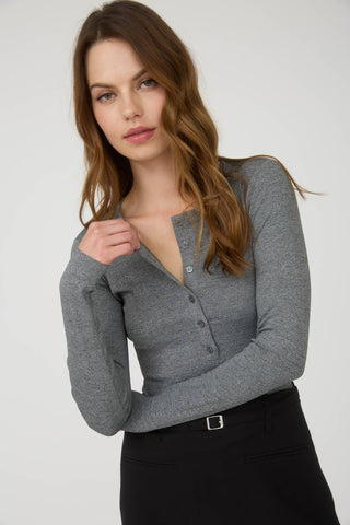 Ribbed Henley Knit Tee