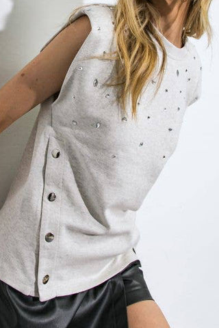 Snap Front Jeweled Top