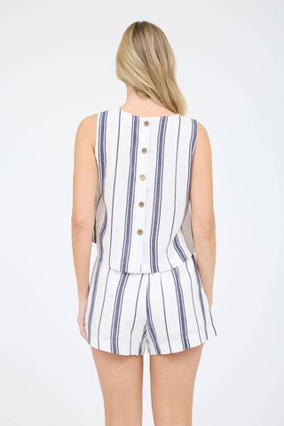 Back Button Sleeveless Top