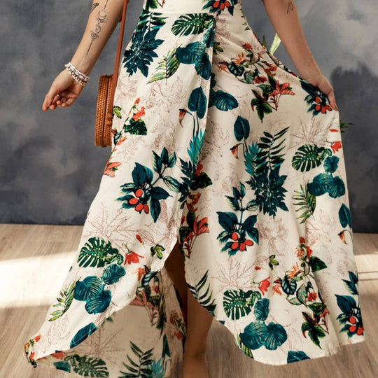 Tropical Print Crop Top & Maxi Skirt